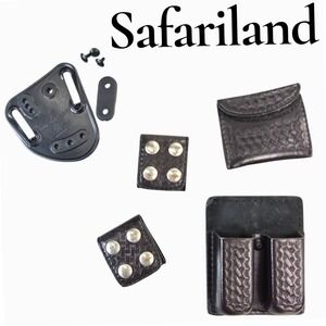 Safariland Duty Gear Bundle Brown Leather Basketweave Mag,‎ Glove Case, Keepers
